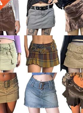 y2k Kawaii Harajuku Mini Jeans Skirt 2000s Retro Fairycon Gr