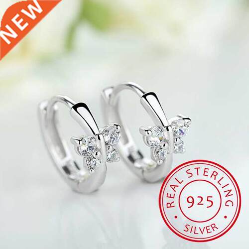 Baby Princess 925 Silver Butterfly Zirconia Small Hoop Earri