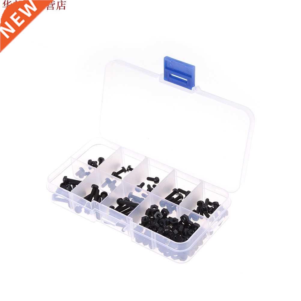 160 pièces/ensemble M3 Nylon noir Hex 8 tailles vis/écrous