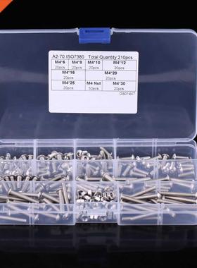 210Pcs M4 Screws and Hex Nuts SS304 Hex Socket Button Head A