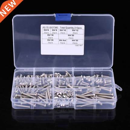 210Pcs M4 Screws and Hex Nuts SS304 Hex Socket Button Head A