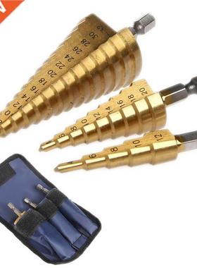 3Pc Hss Step Cone Taper Drill Bit Set Hole Cutter Metric 4-1