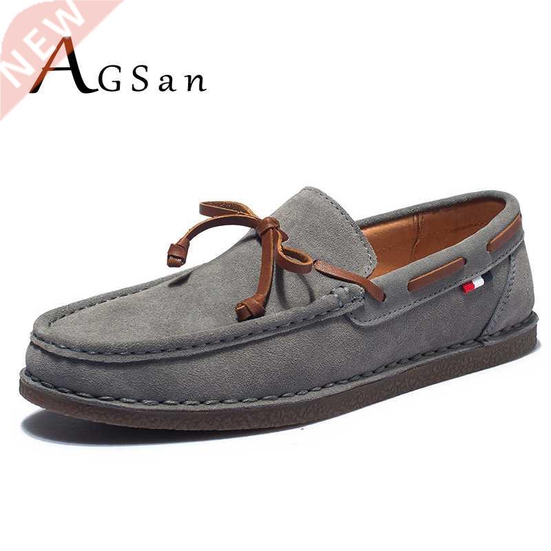 AGSan Genuine Leather Men Casual Shoes Tassel Boat Shoes Cl