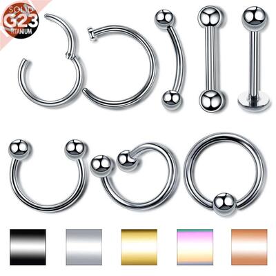 1PC Titanium Steel Black Seamless Hinged Nose Hoop Septum Cl