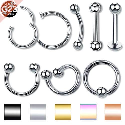 1PC Titanium Steel Black Seamless Hinged Nose Hoop Septum Cl