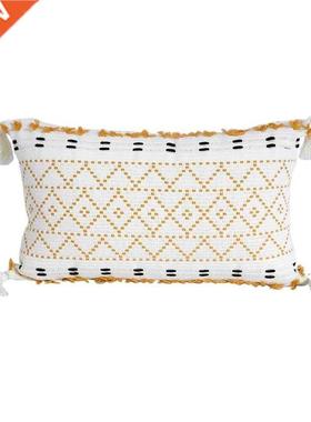 Boho Throw Pillow Covers Natural Cotton Hand-Woven Tufted Ta