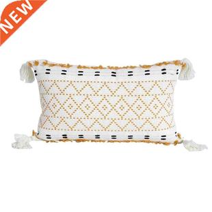 Boho Throw Pillow Covers Natural Cotton Hand-Woven Tufted Ta