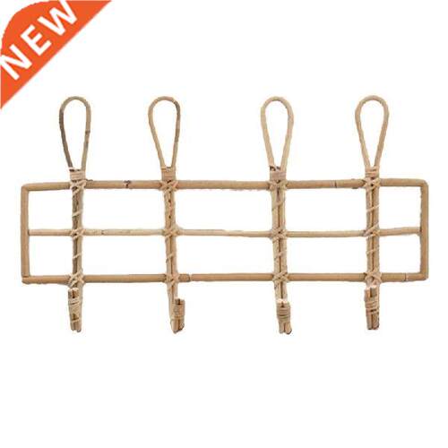 94PF Handmade Rattan Wall Hooks Garments Organizer Rack