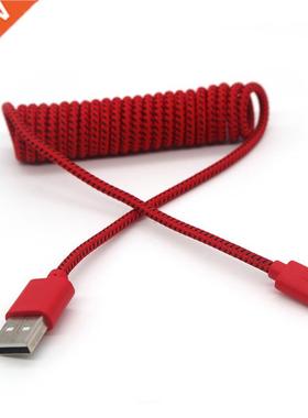 TYPE-C Spring Spiral Data Charging Cable Braided Power Suppl