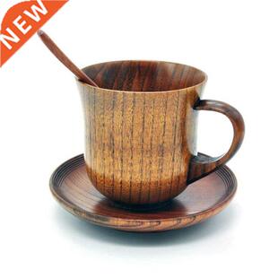 Pcs/Set Wooden Cup Saucer Spoon Set Coffee Tea Tools Access