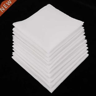 10pcs Mens White Handkerchiefs 100% Cotton Square Super Soft