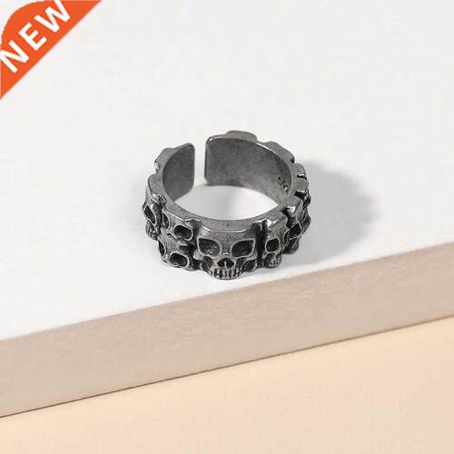 Vintage Hell Demon Skull Male Ring Metallic Black Hip Hop Ro