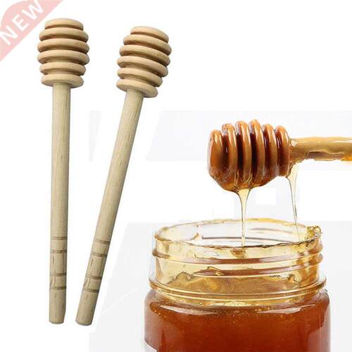 2Pcs Practical Long Handle Wood Honey Spoon Mixing Stick