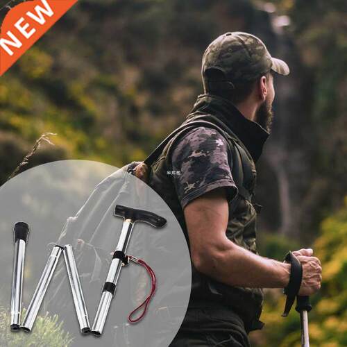 T-handle Portable Easy Folding Walking Stick Adjustable Alum