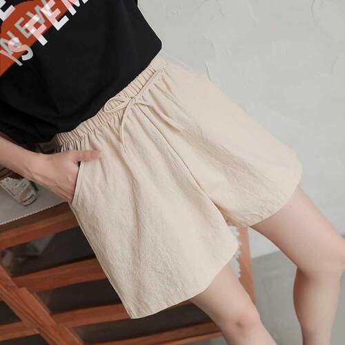 Women's Cotton Linen Shorts Hot Sale High Waist Drawstring W