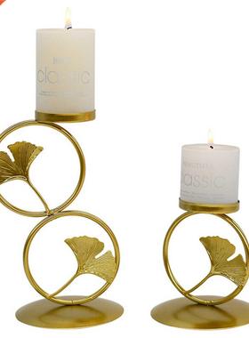 Ginkgo Lef Round Ring Cndle Utensils Romntic Wedding