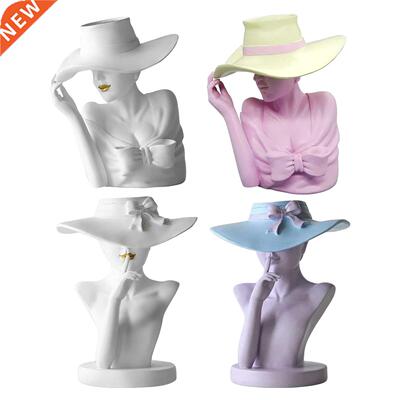 Nordic Stylish Lady Human Head Flower Vase Statues