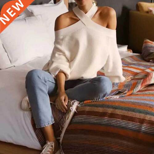 Oversize women cross halter sweaters 2021 spring fashion lad