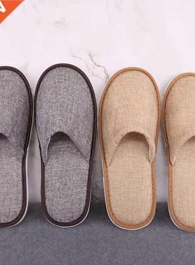 2021 New Simple Unisex Cotton And Linen Slippers Hotel Trave