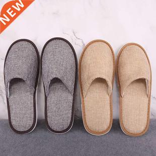 2021 New Simple Unisex Cotton And Linen Slippers Hotel Trave