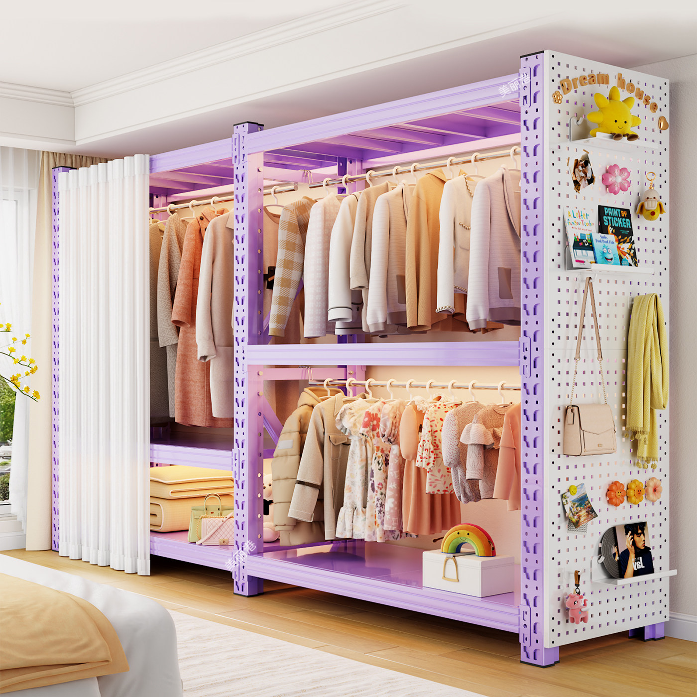 货架衣柜开放式挂衣架家用卧室简易组装出租房用金属衣橱收纳柜子,住宅家具,组合衣架,淘宝优惠券,粉丝福利购,淘宝优惠卷