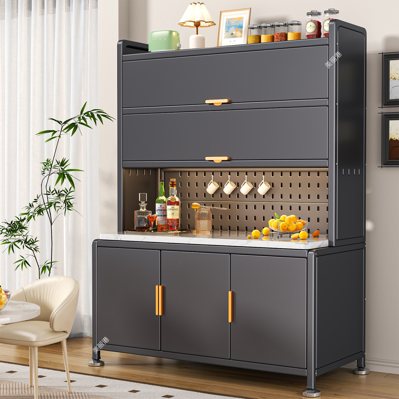 厨房置物架落地多层岩板餐边微波炉新款储物多功能防尘碗柜橱柜子,厨房/烹饪用具,厨房置物架/置物柜/角架,淘宝优惠券,粉丝福利购,淘宝优惠卷