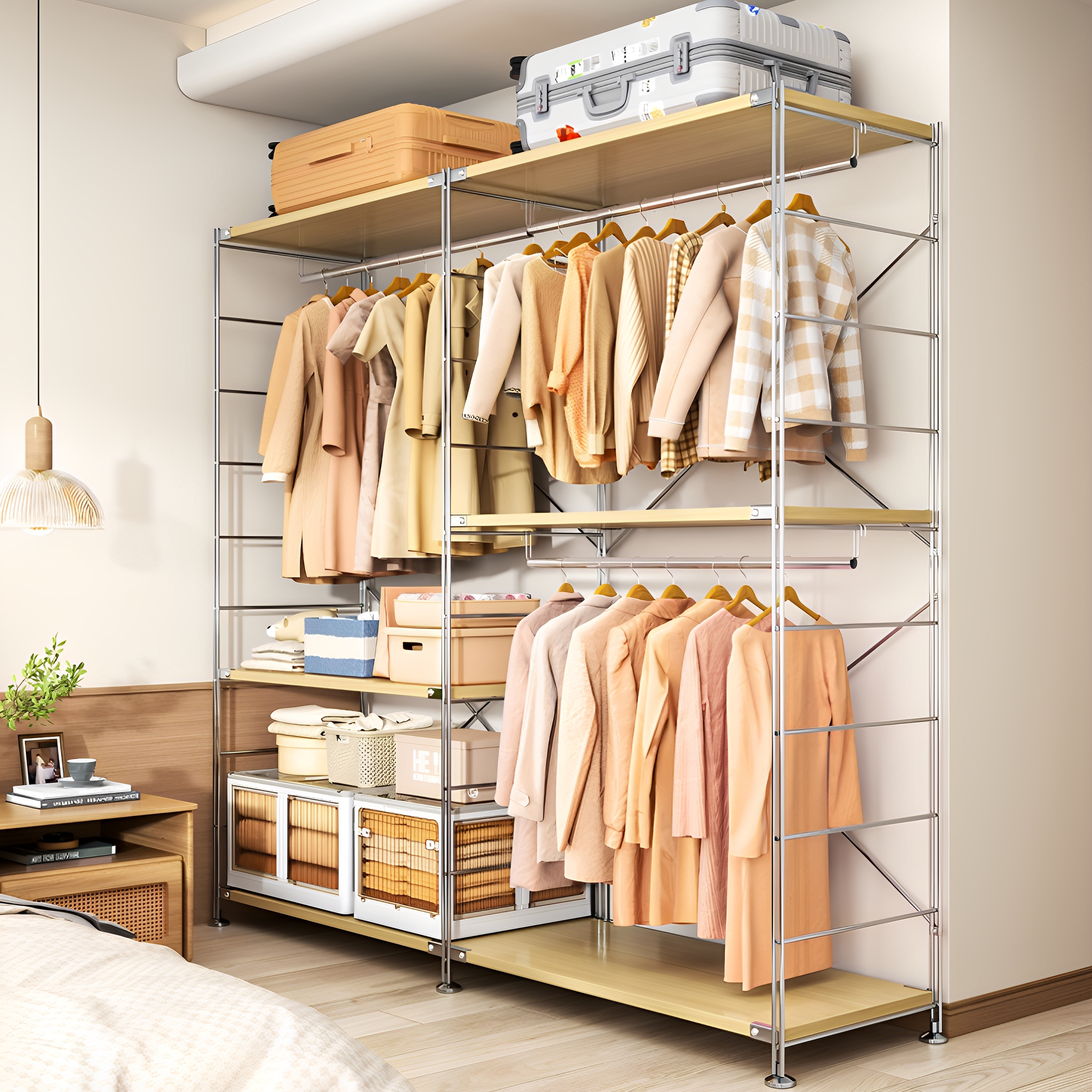 【爆款上新原木风开放式衣帽架】