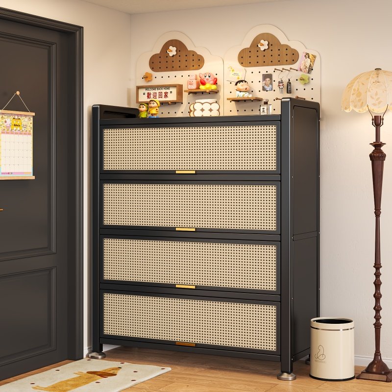 家用钢制藤编鞋柜家用门口收纳柜一体靠墙玄关柜大容量储物柜鞋架,收纳整理,鞋柜,淘宝优惠券,粉丝福利购,淘宝优惠卷