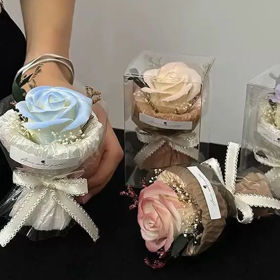 迷你口袋见面小花束玫瑰向日葵永生花仿真花伴手礼生日礼物装饰