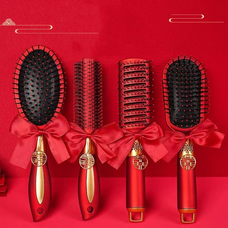 婚庆用品古风正红喜庆结婚梳子一对多气垫梳结婚梳子