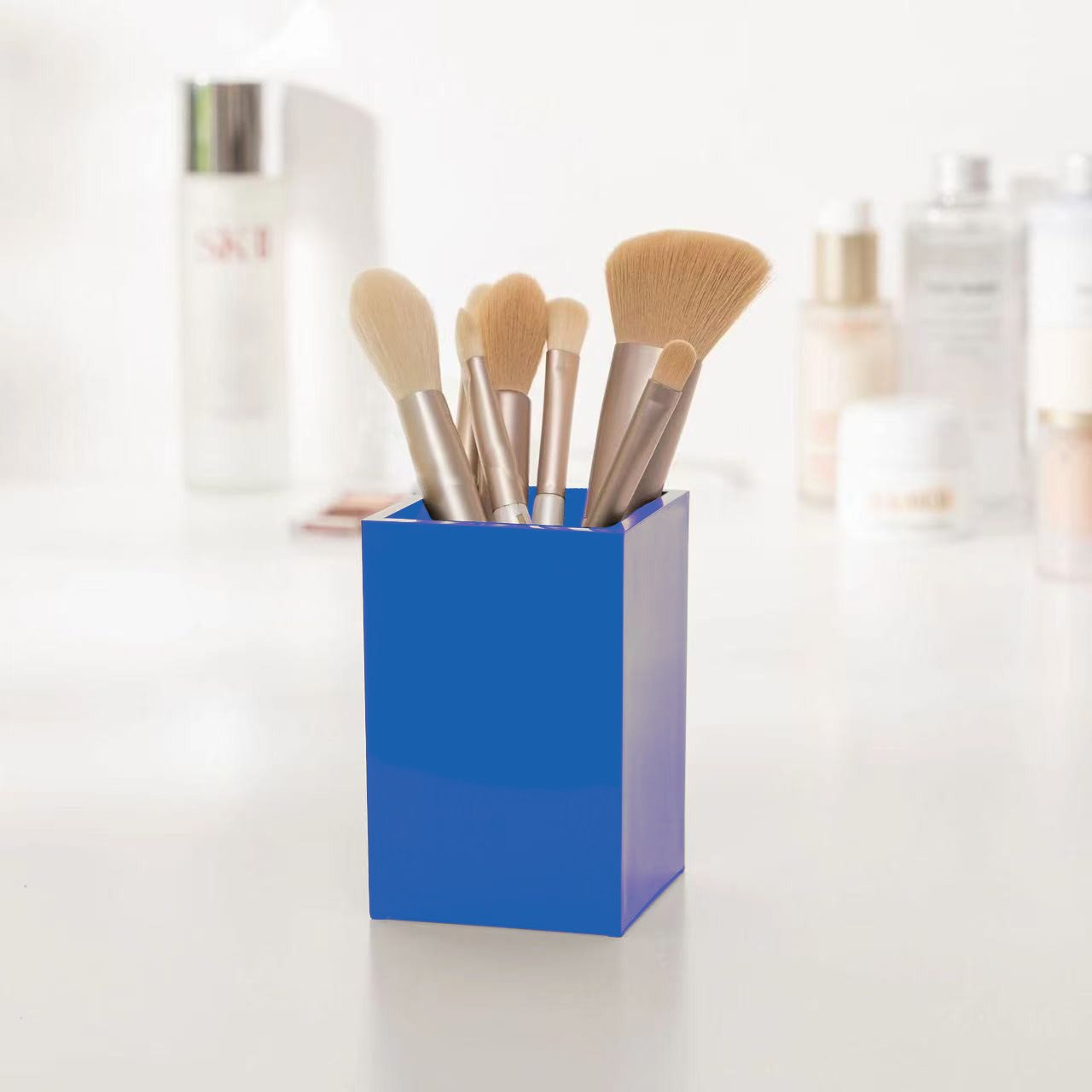 亚克力笔筒桌面收纳盒DIY化妆刷多颜色收纳筒手工制作配件筒方盒