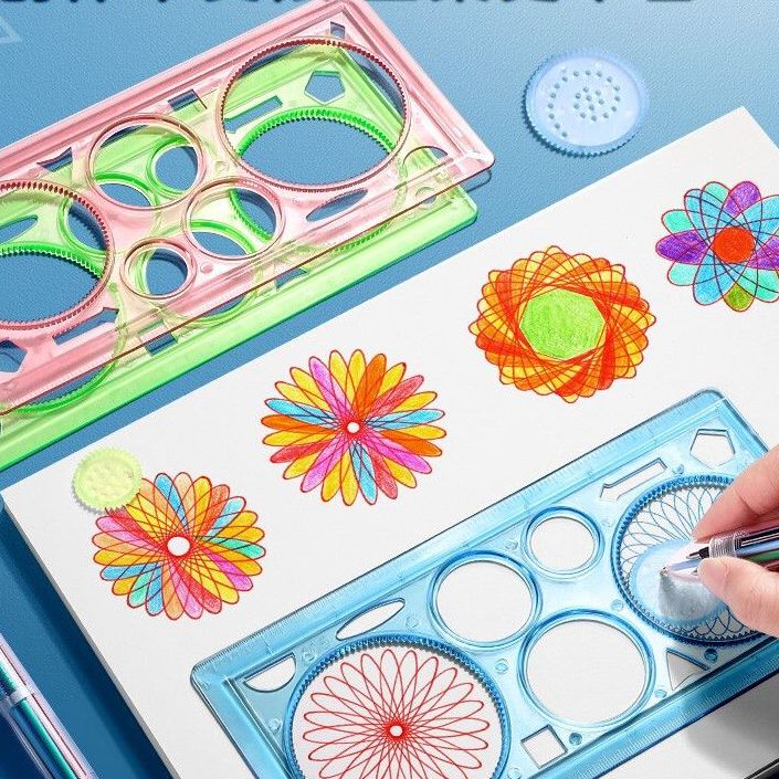 儿童多功能尺子套装百变万花尺益智魔幻小学生几何图形绘画多边形