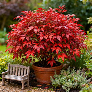 火焰南天竹盆栽花园客厅庭院红宝石湾流青柠檬暮光之城耐寒植物