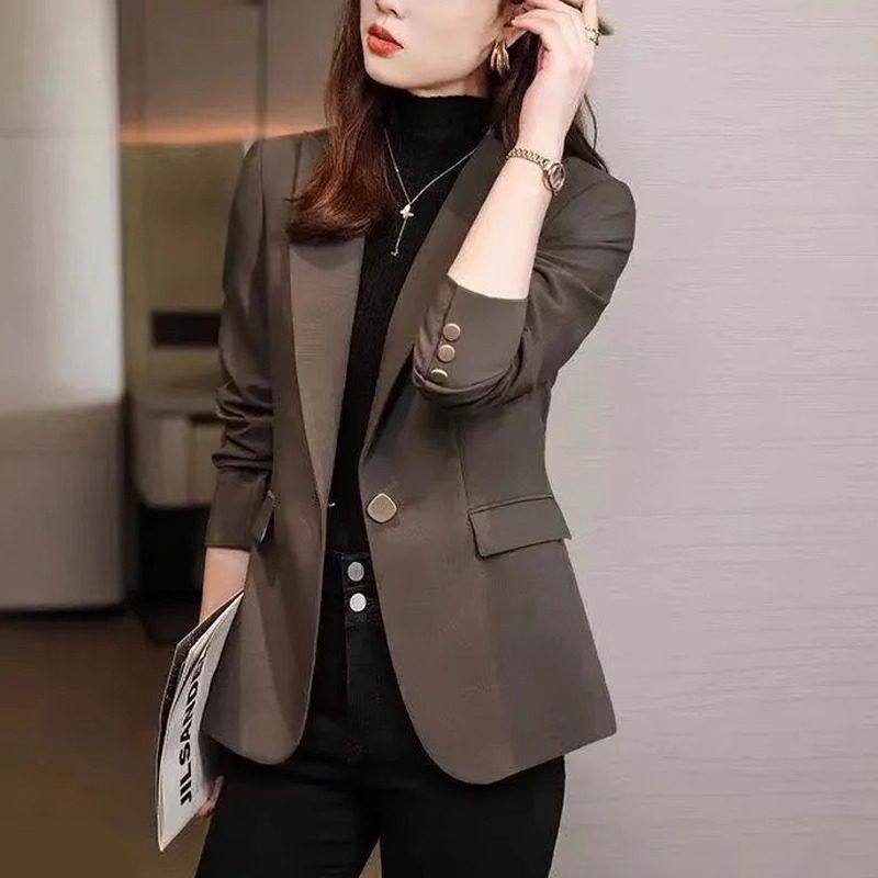短款西装外套女2026春秋新款休闲修身显瘦气质小个子啡色西服上衣,女装/女士精品,西装,淘宝优惠券,粉丝福利购,淘宝优惠卷
