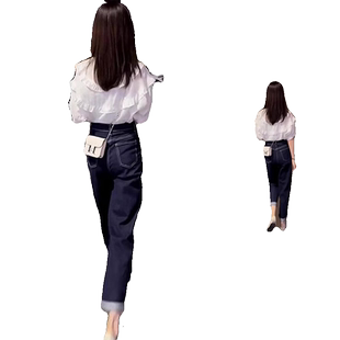 微胖女孩穿搭2026年夏季新款小个子一整套显瘦遮肉牛仔裤两件套装
