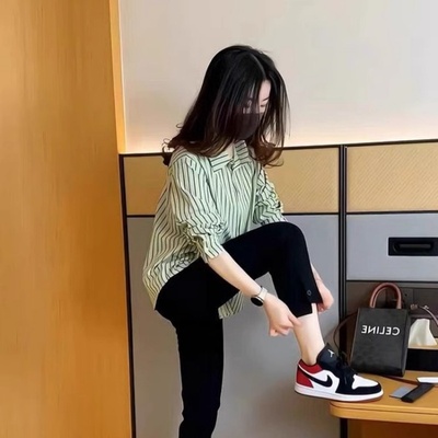 高级感穿搭小个子正肩条纹衬衫