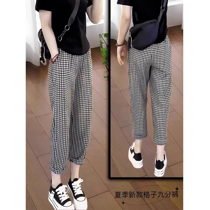 大码显瘦高腰小个子九分哈伦裤