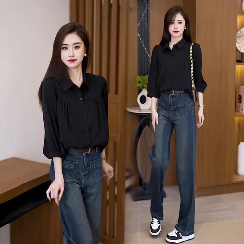 新款宽松遮肚子显瘦衬衣百搭上衣