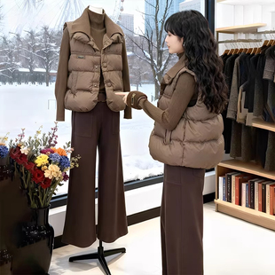 2026超火减龄马甲女款秋冬爆款咖色加厚外穿羽绒棉服马夹背心外套