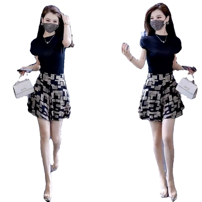 夏季名媛气质高级感套装女小个子矮穿搭显高洋气减龄短裤两件套潮
