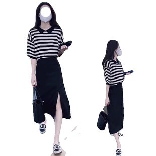 夏季女装2026新款茶系穿搭时尚微胖两件套显瘦网红减龄炸街套装裙