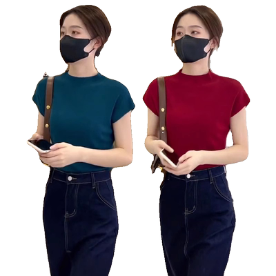 修身时尚百搭显瘦气质包肩袖上衣