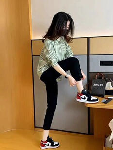 休闲裤 春夏装 轻奢高级感穿搭小个子正肩条纹衬衫 套装 子两件套 女装