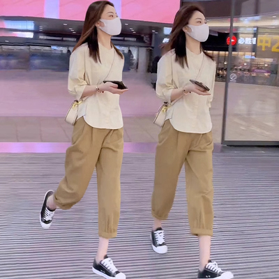 宽松显瘦哈伦裤春夏穿搭一整套
