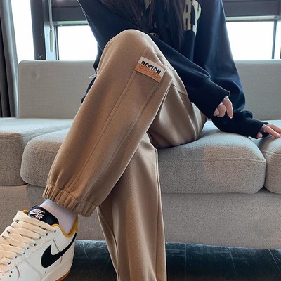 卡其色运动裤女2025春秋新款裤子