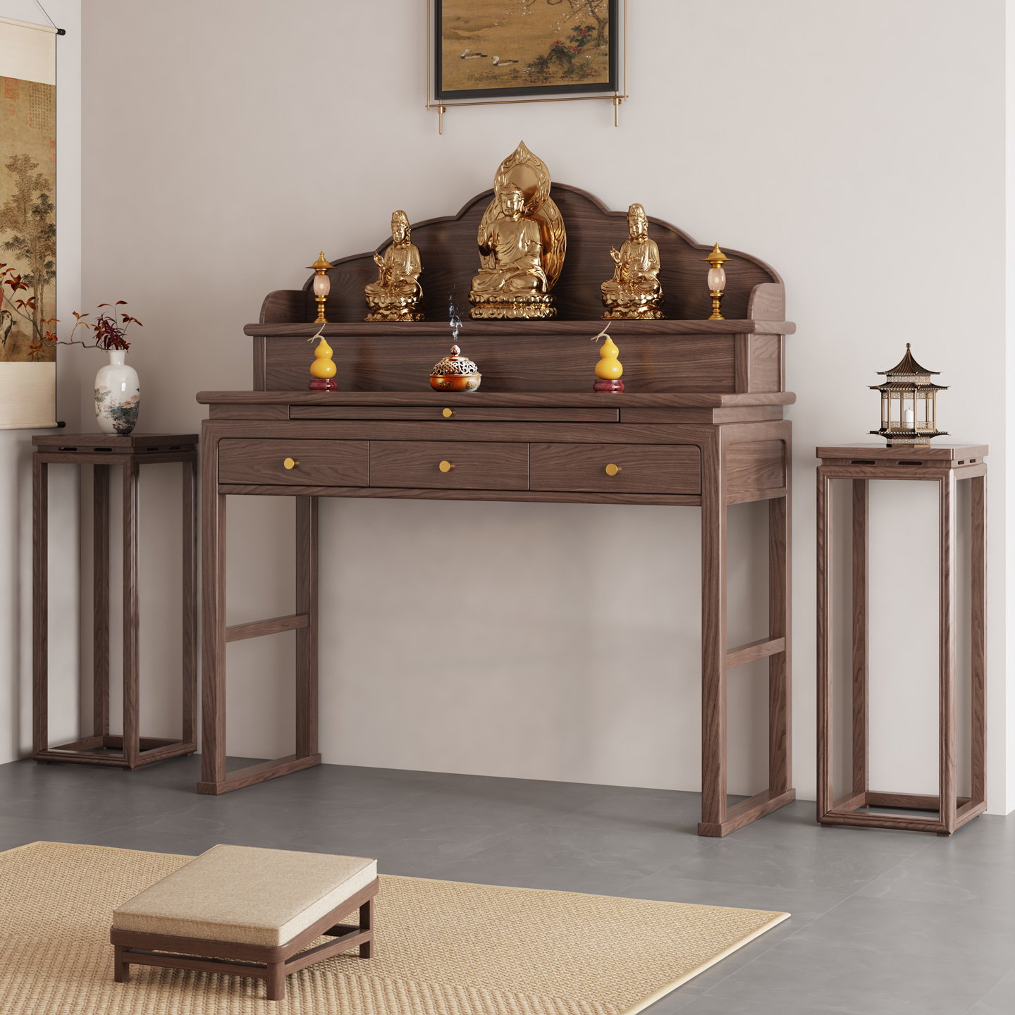 实木台阶供桌香案家用佛柜佛台桌