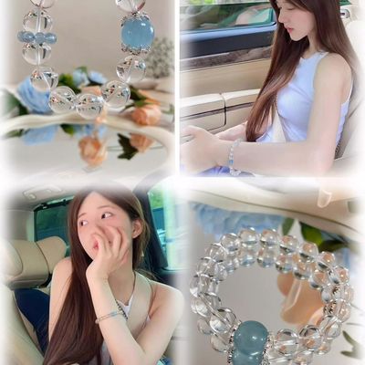 女生天然AA级白水晶海蓝宝手串赵露思同款手链轻奢小众精致送礼物
