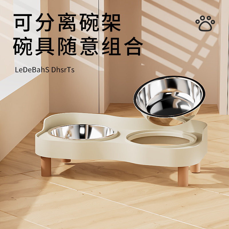 猫碗不锈钢双碗狗碗防打