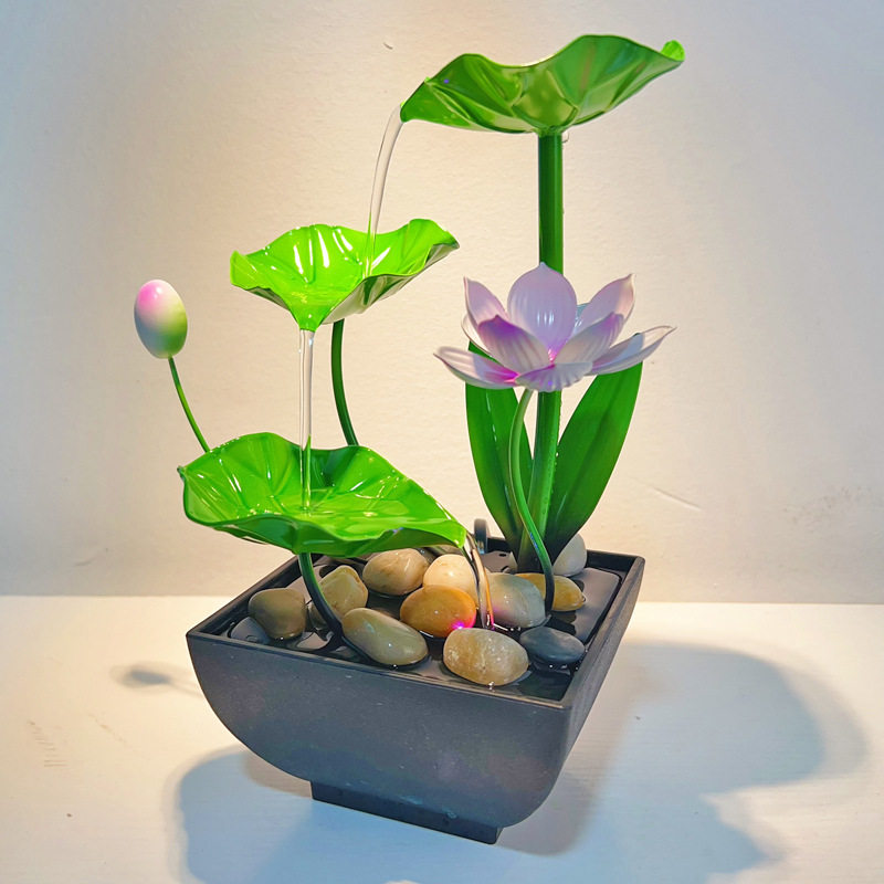 桌面家居绿叶荷花铁艺流