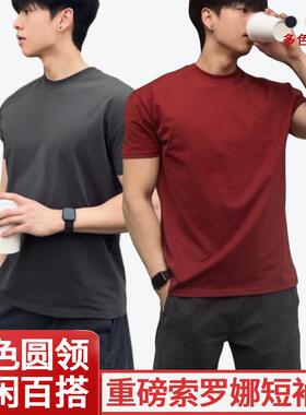 BEESTRONG春夏显肌肉健身正肩纯色重磅索罗娜休闲圆领T恤男Sorona